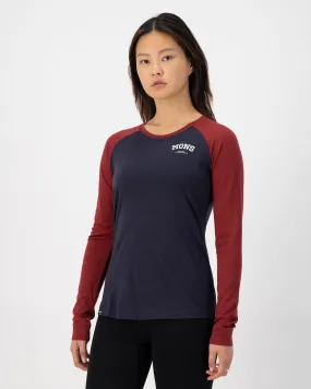 Icon Merino Raglan Long Sleeve - Cherry / 9 Iron