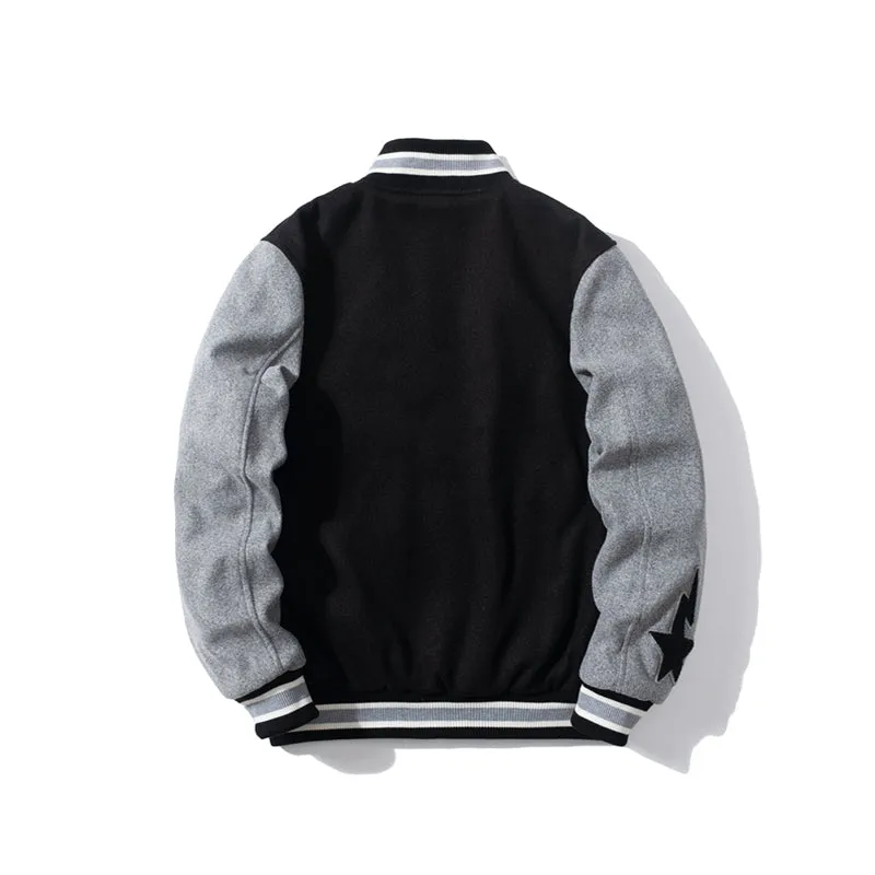 BAPE CREW VARSITY JACKET - World Gone Mad BLACK GREY