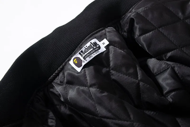 BAPE CREW VARSITY JACKET - World Gone Mad BLACK GREY