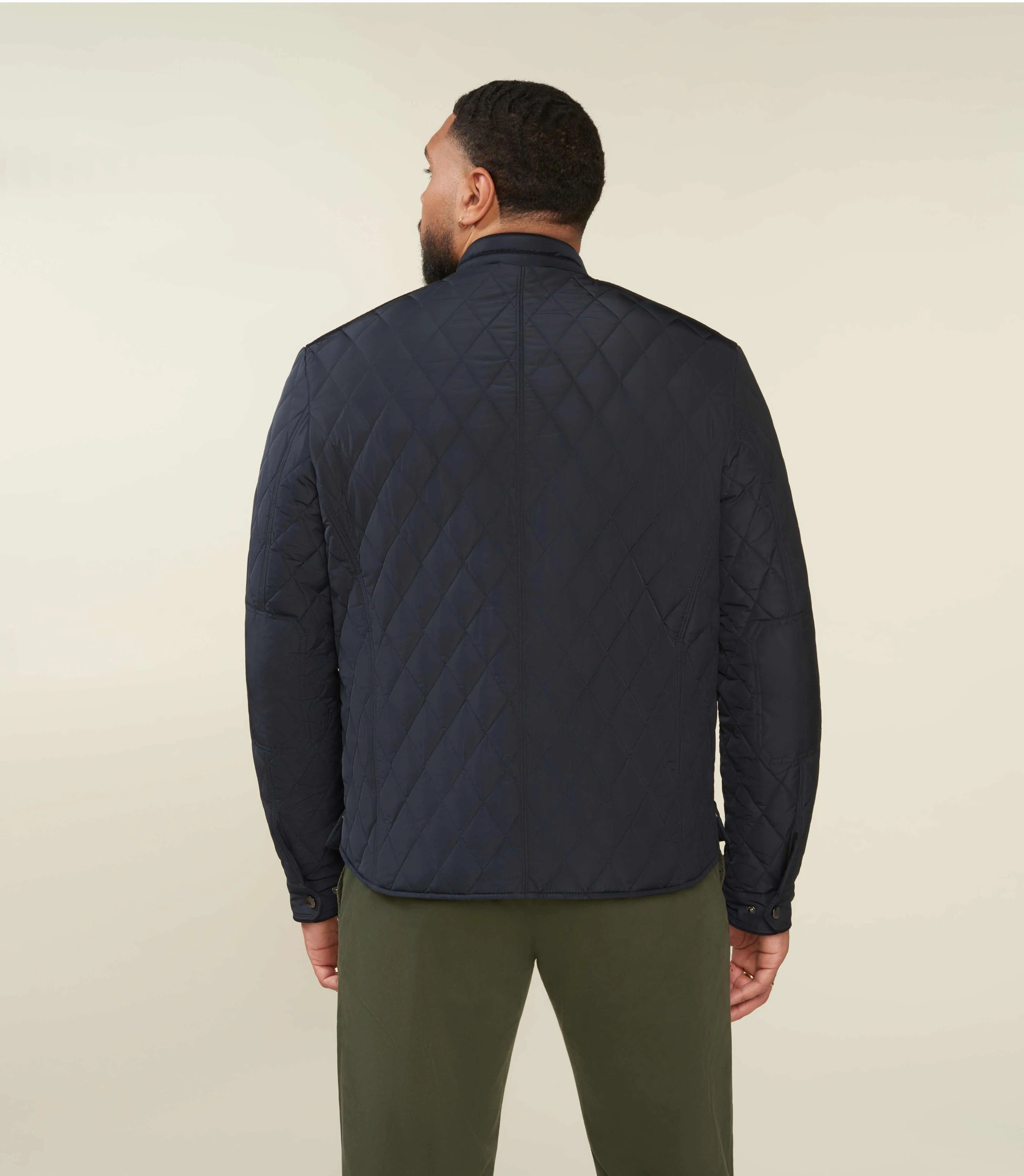 Blouson surchemise matelassé bi-matière marine MACEOBT