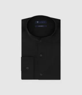 Black Satin Mandarin Collar Shirt