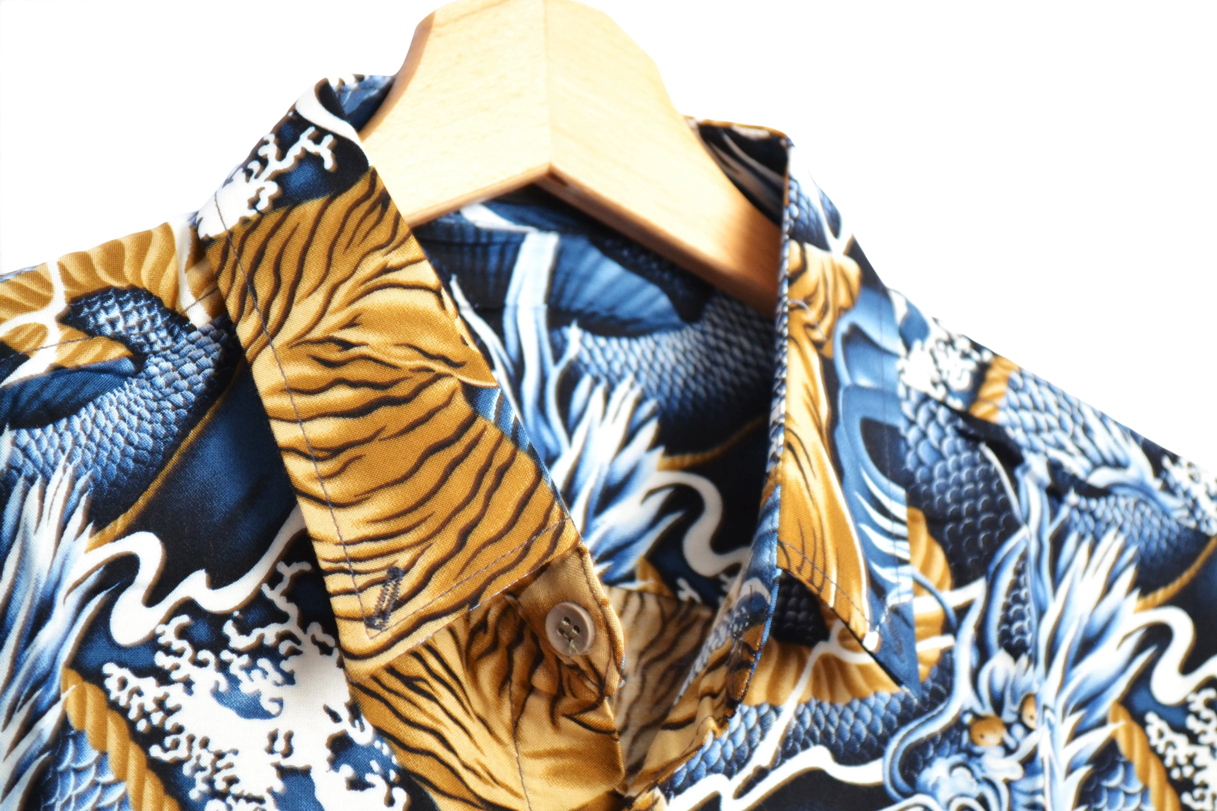 Chemise hawaienne bleue imprimé tigres