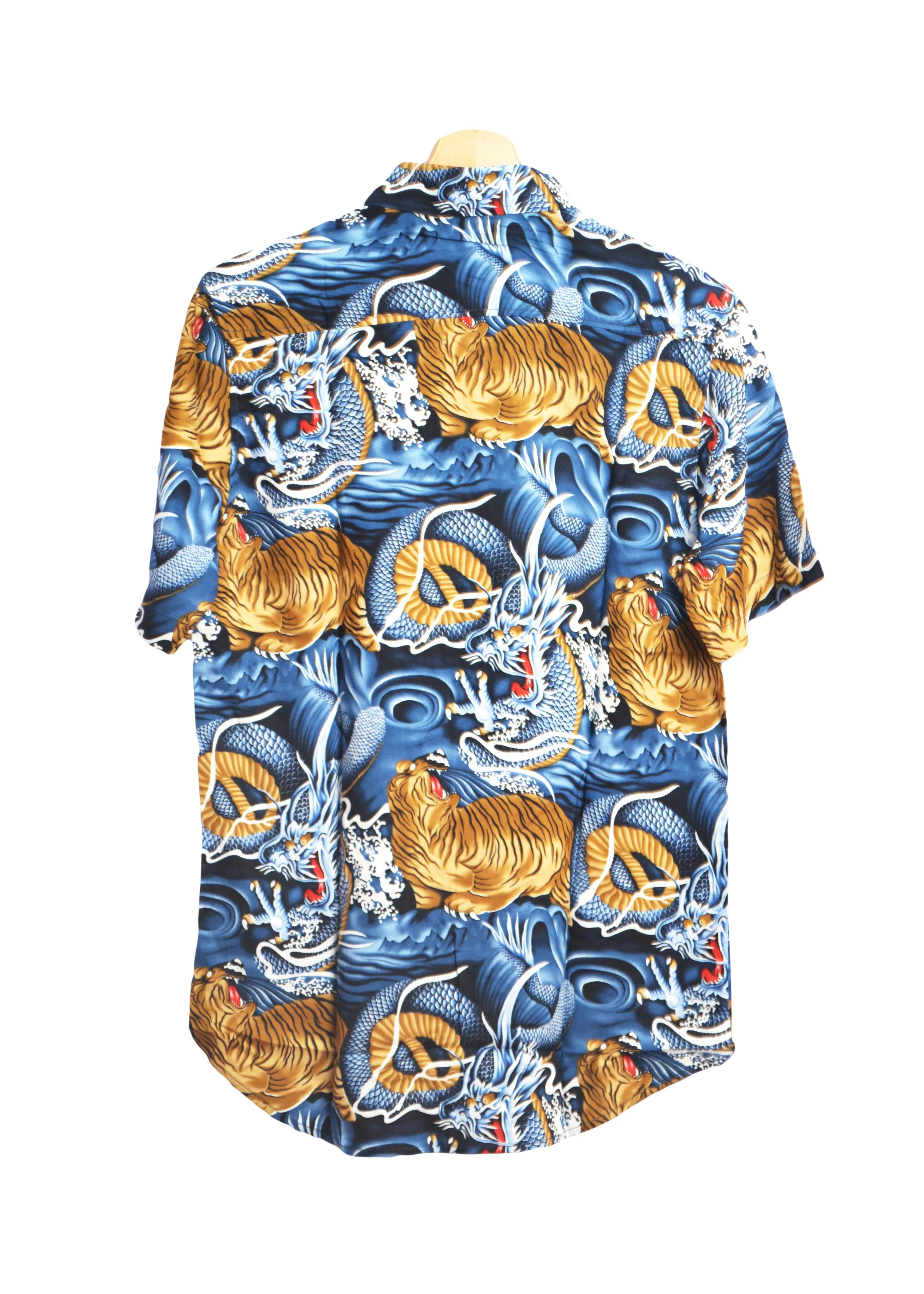 Chemise hawaienne bleue imprimé tigres