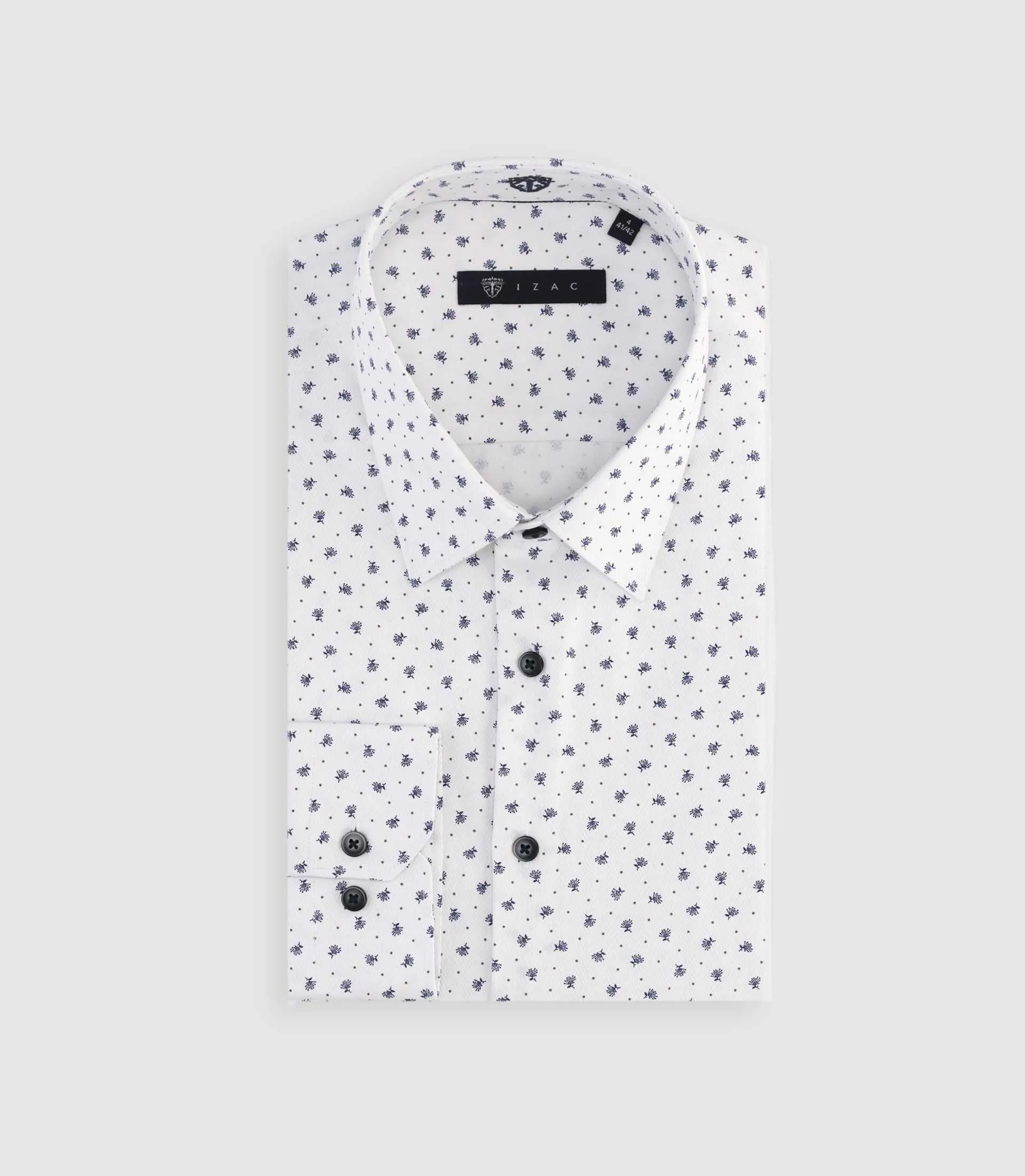 Chemise à imprimé micro motifs blanche et marine MATTBT