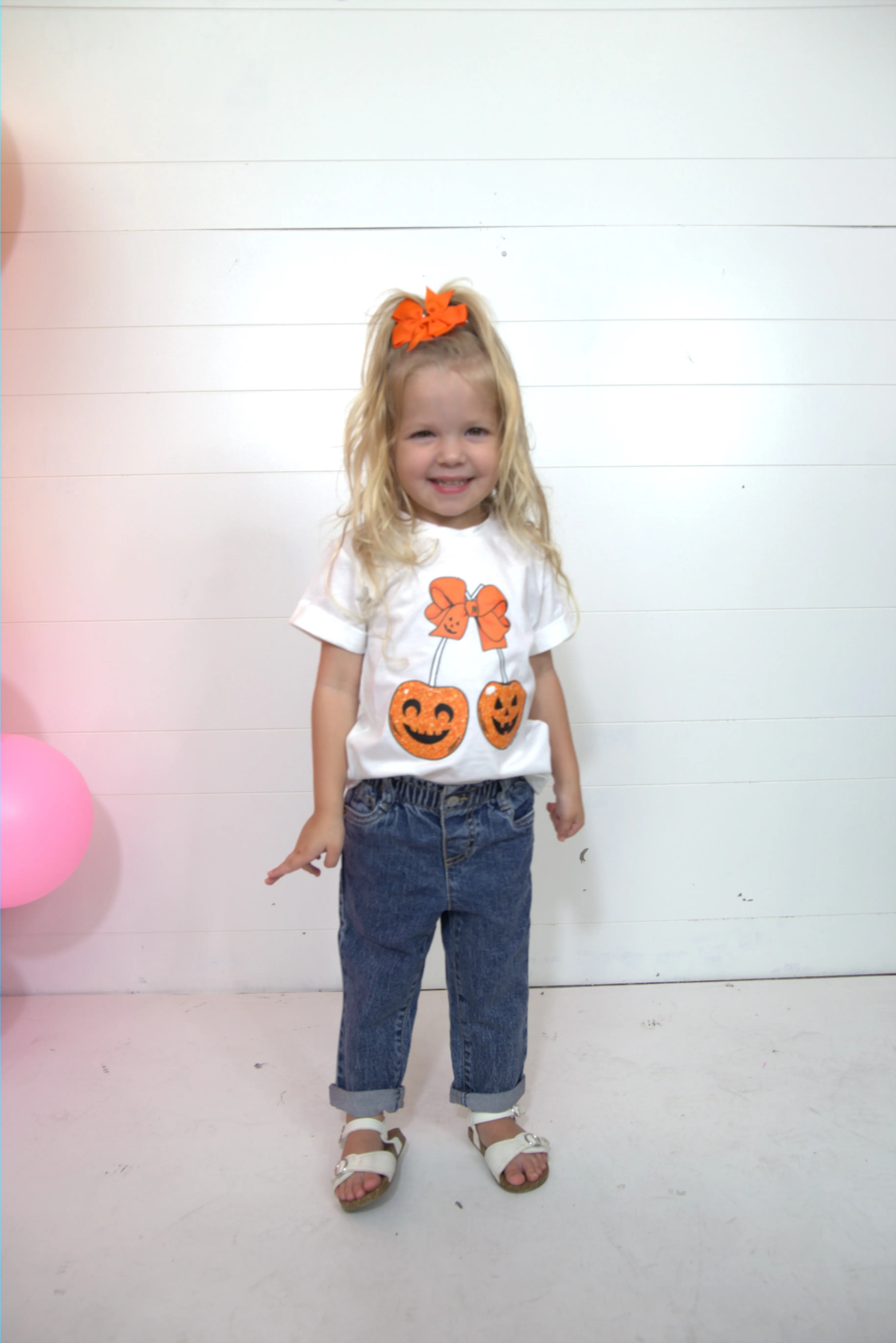 Cherry Pumpkin White Cuff Tee.