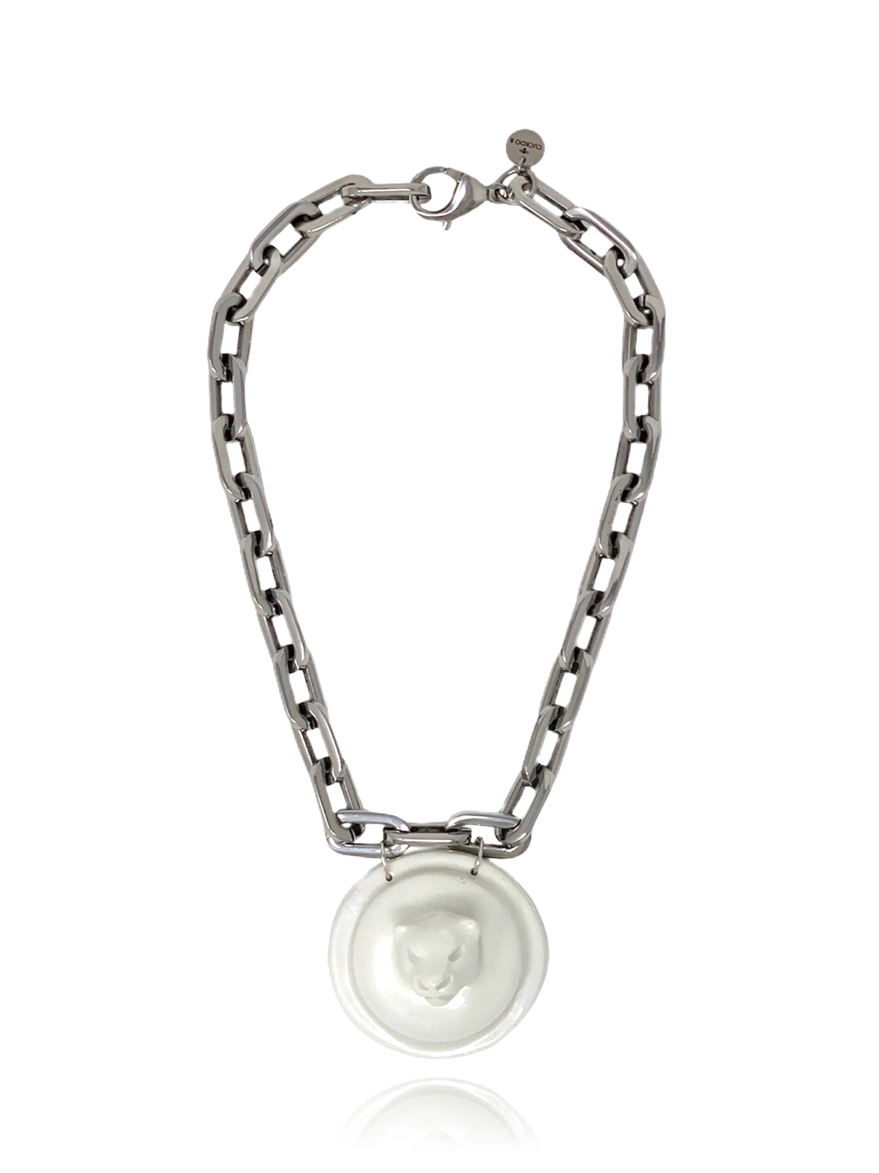 Cleo medallion necklace white