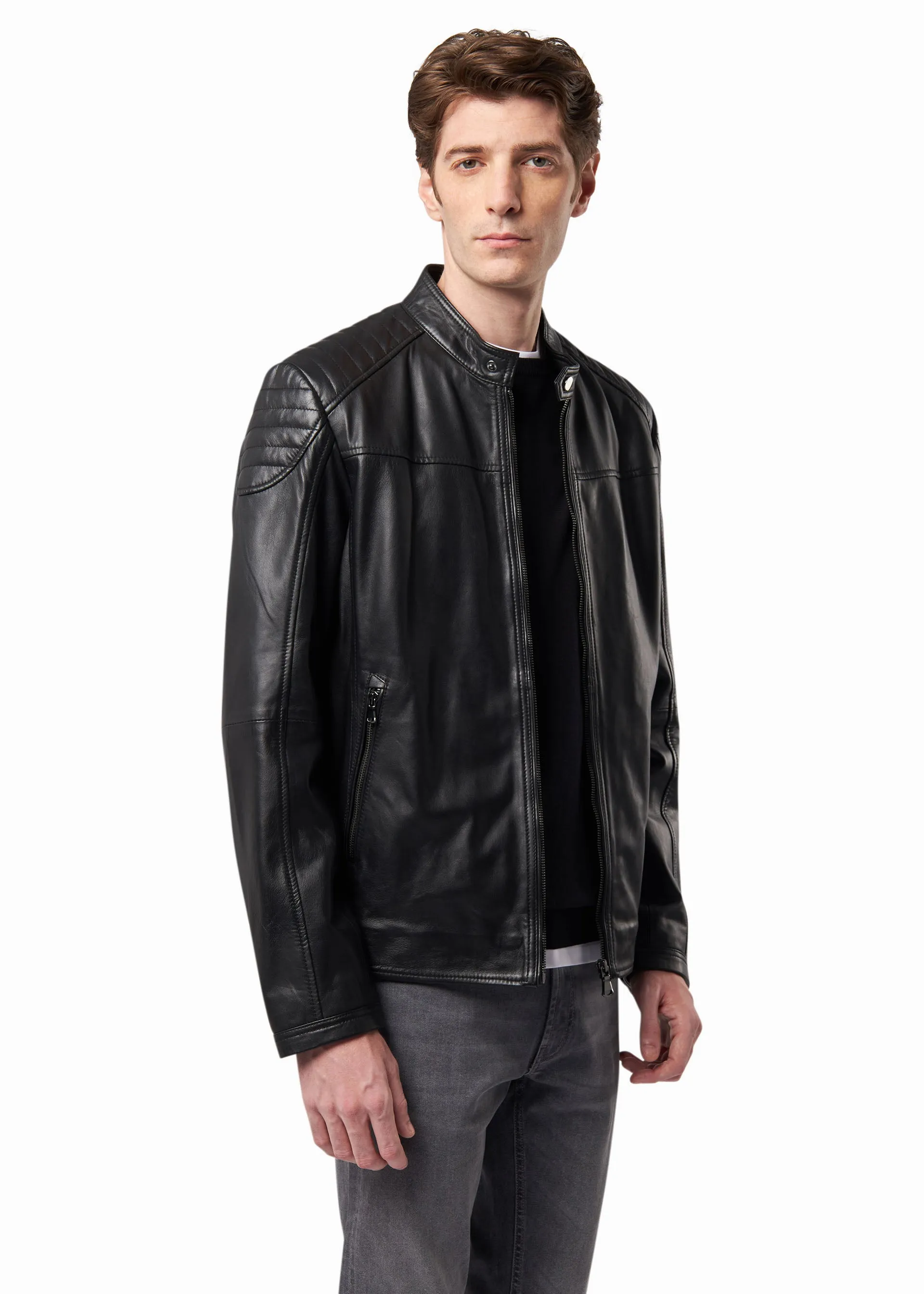 Giubbotto biker in pelle