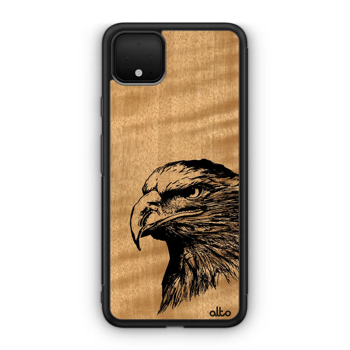 Google Pixel 6, 6Pro, 5A Wooden Case - Eagle Design | Anigre Wood |Lightweight, Hand Crafted, Carved Phone Case