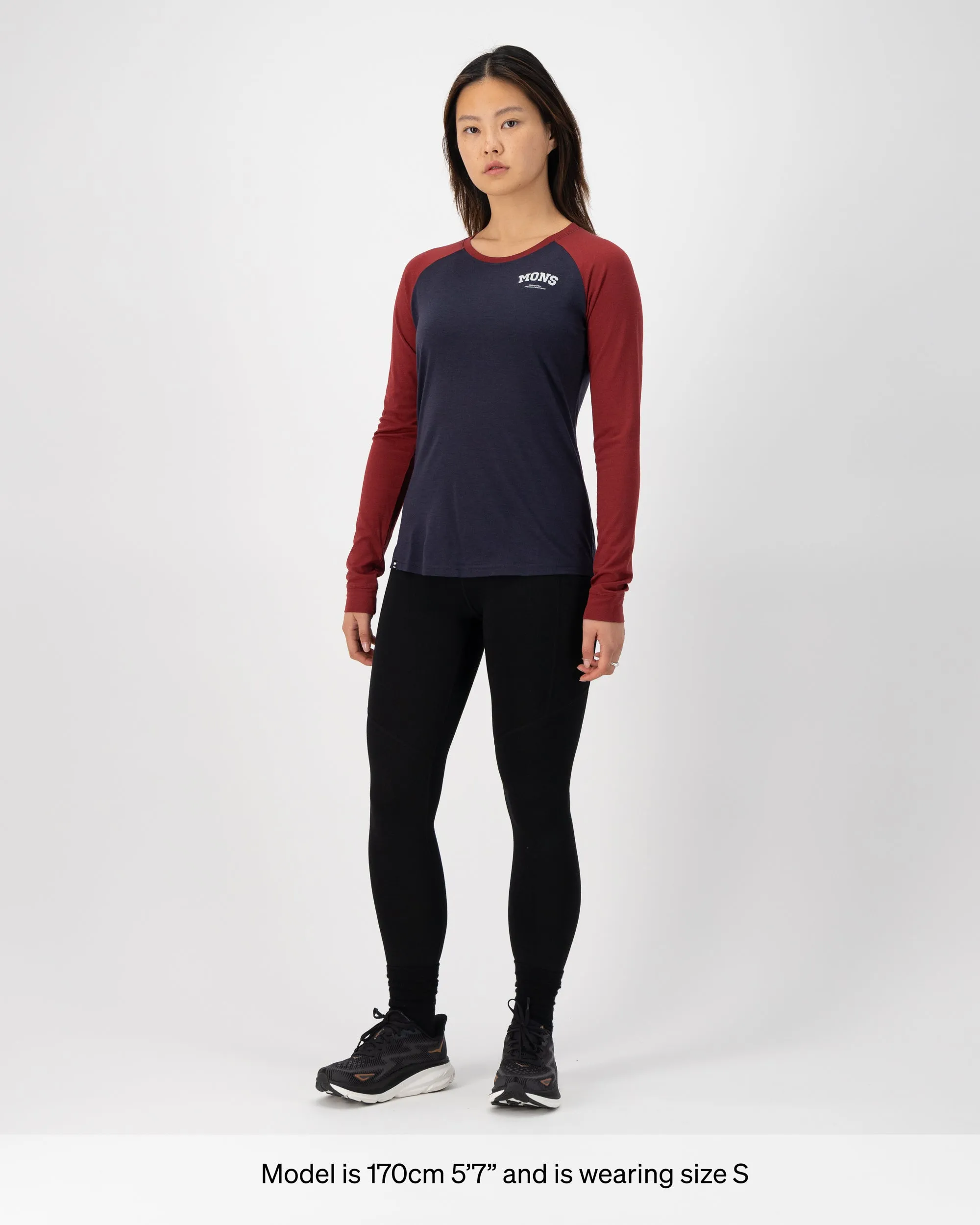 Icon Merino Raglan Long Sleeve - Cherry / 9 Iron