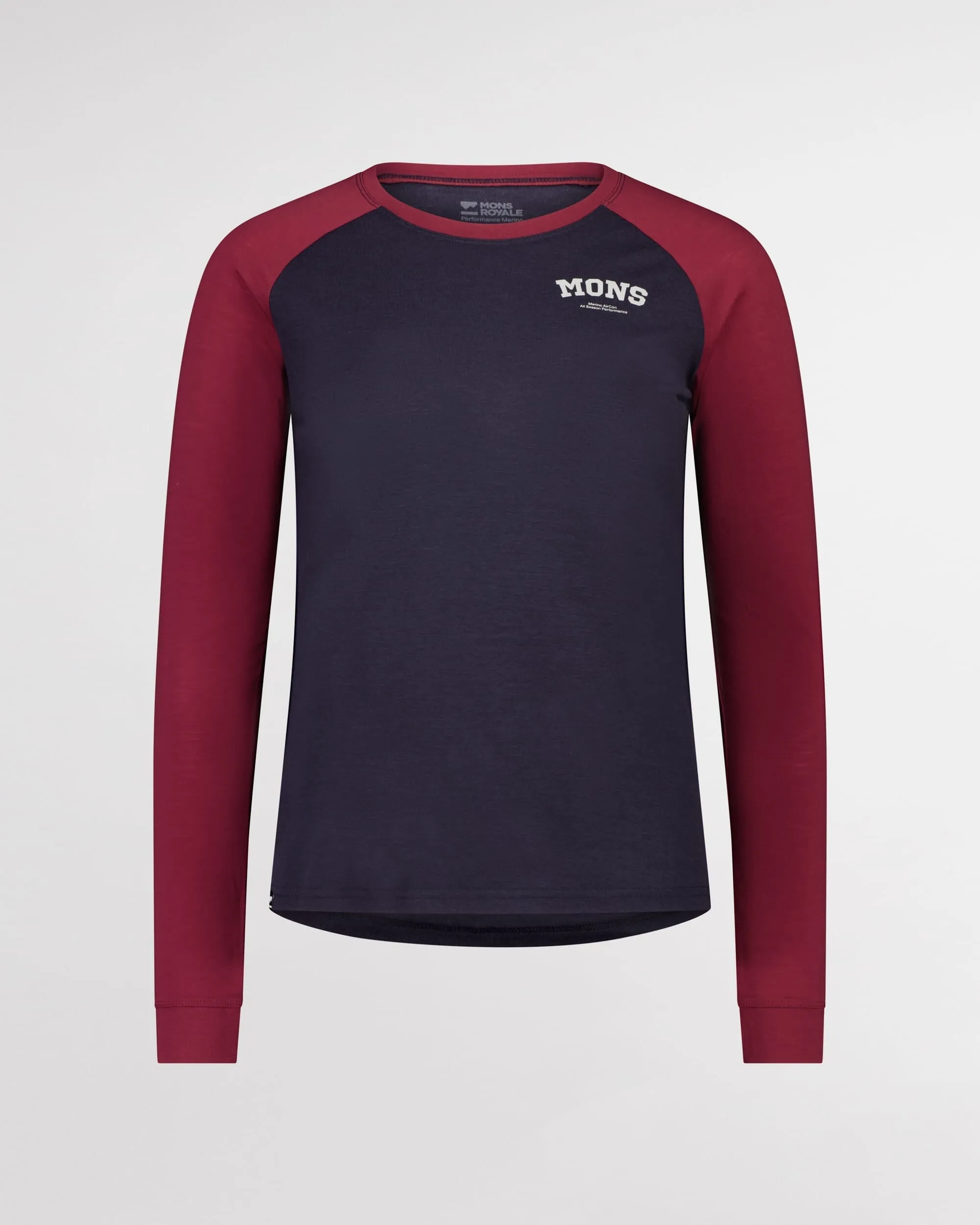 Icon Merino Raglan Long Sleeve - Cherry / 9 Iron