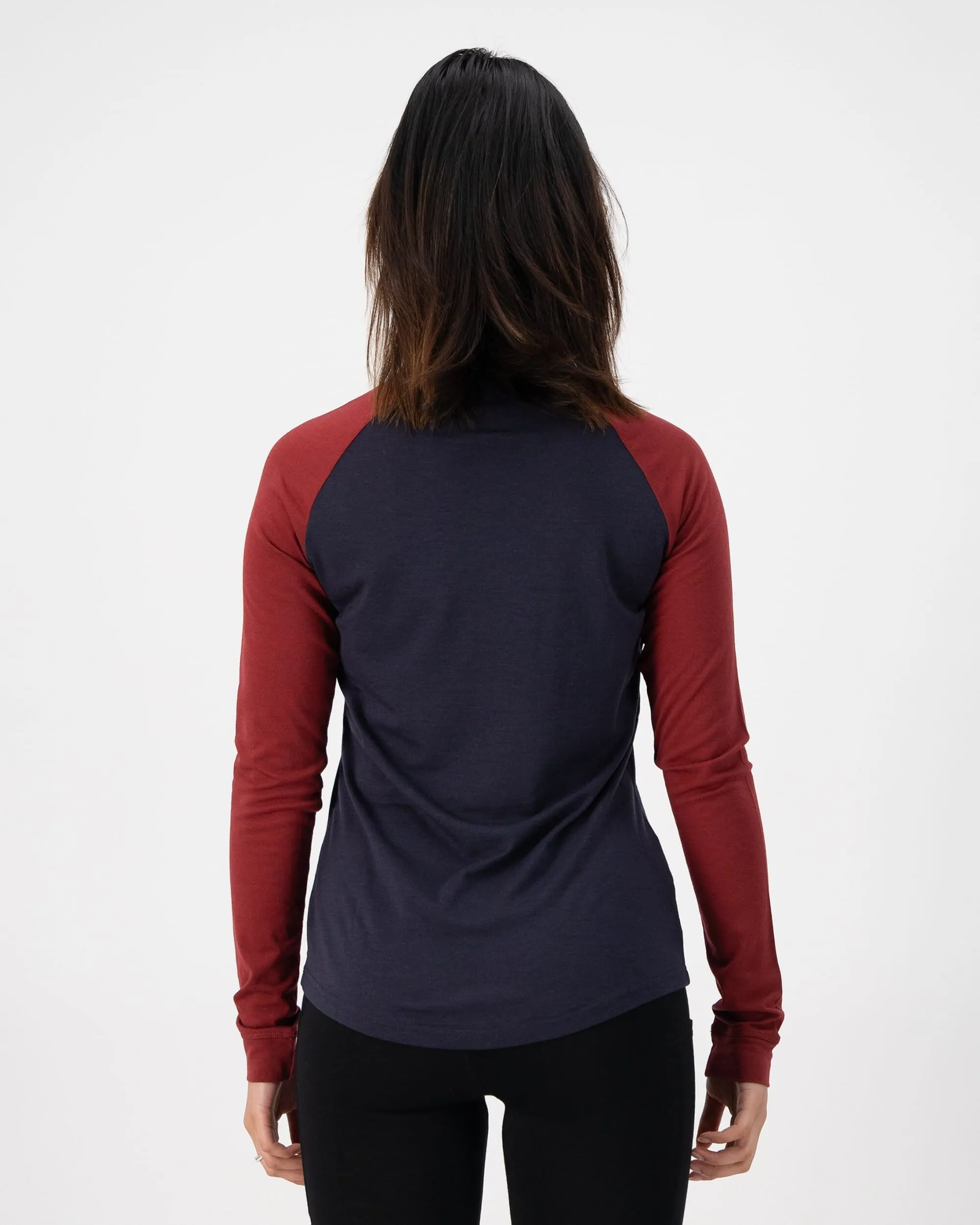 Icon Merino Raglan Long Sleeve - Cherry / 9 Iron