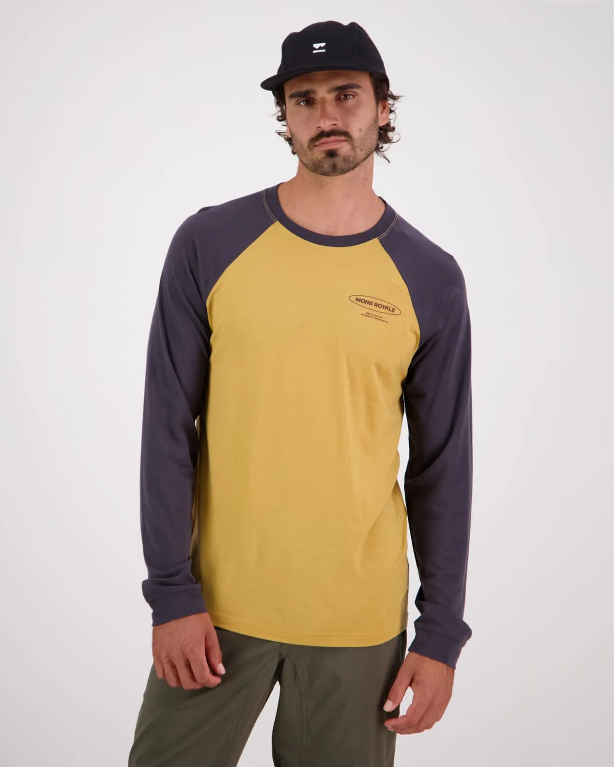 Icon Merino Raglan Long Sleeve - Shale / Honey