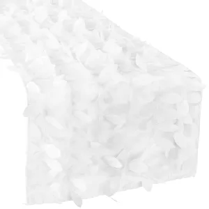 Leaf Petal Taffeta Table Runner - White