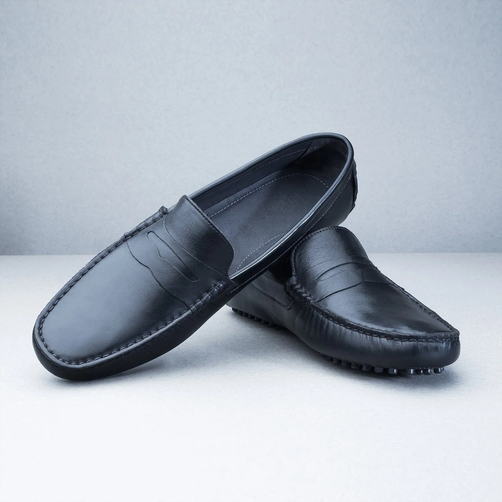 Mocassin en cuir noir