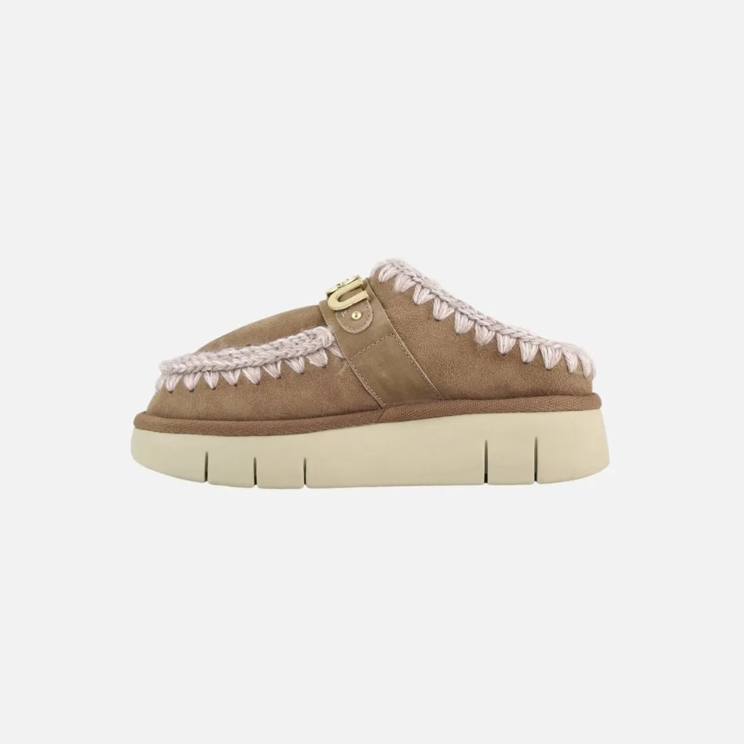 Mou Bounce Clog Metal Logo Pink Brown