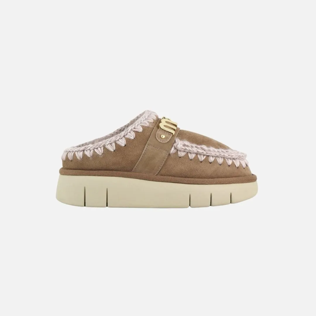 Mou Bounce Clog Metal Logo Pink Brown