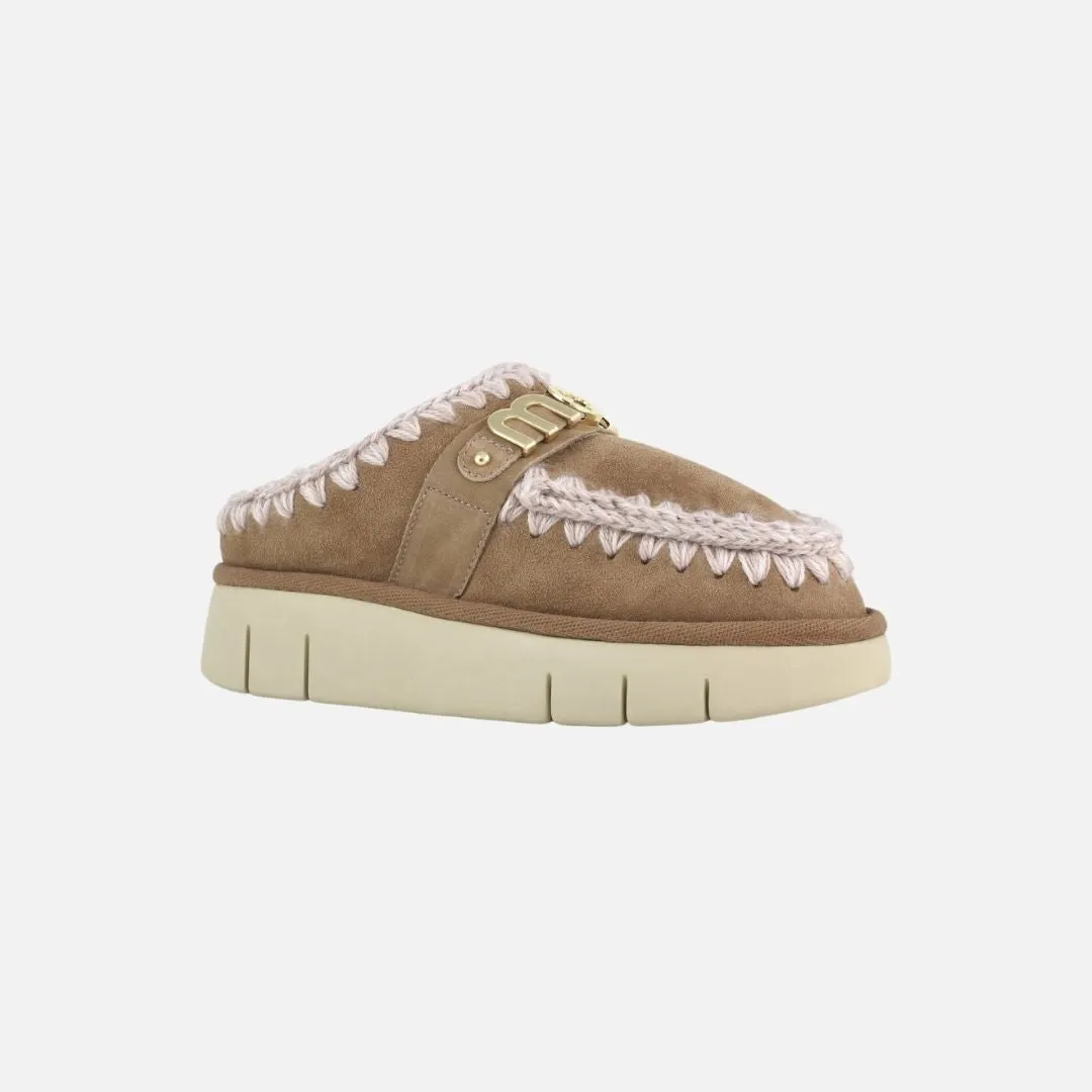 Mou Bounce Clog Metal Logo Pink Brown