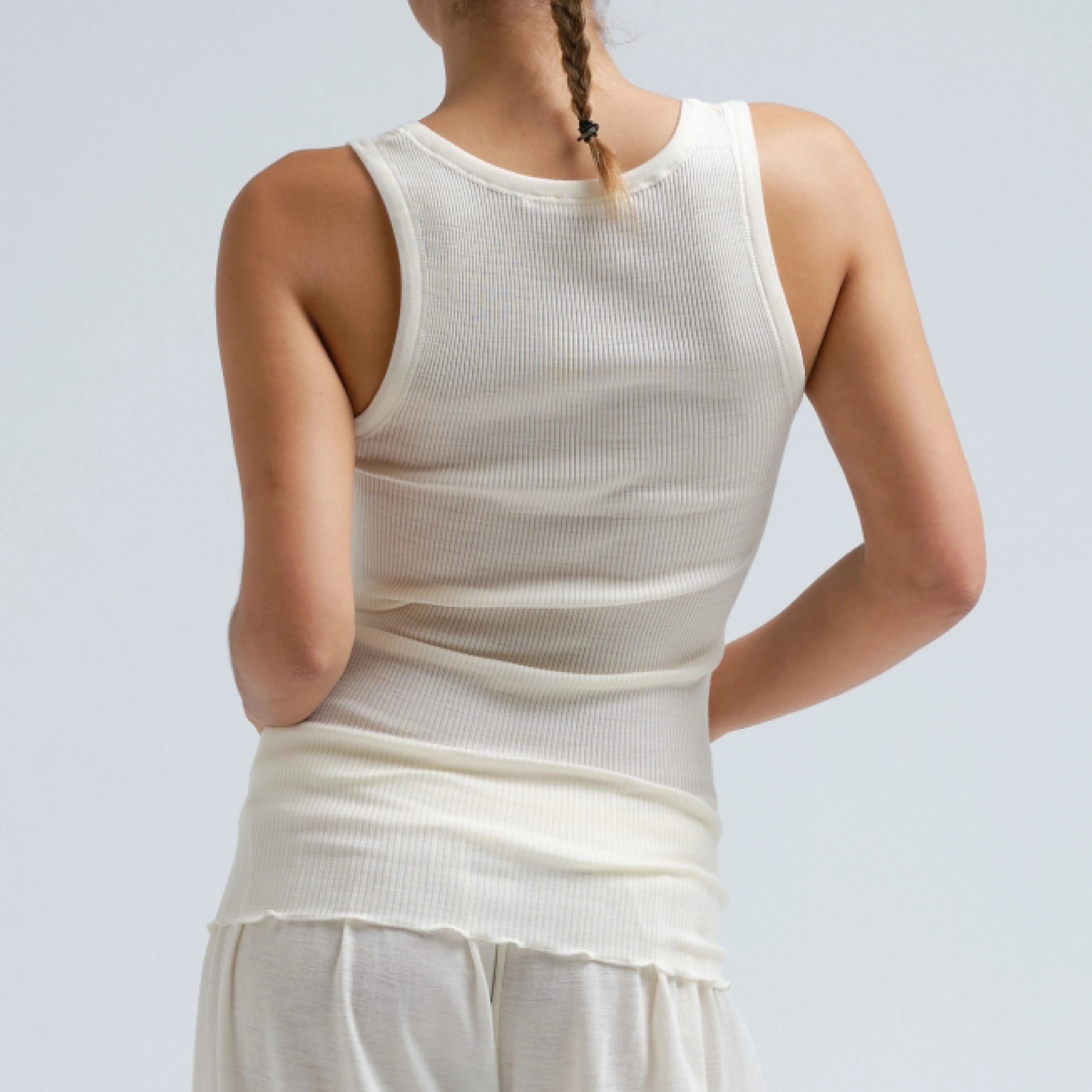 Mya Uld/Silke Top, Off White