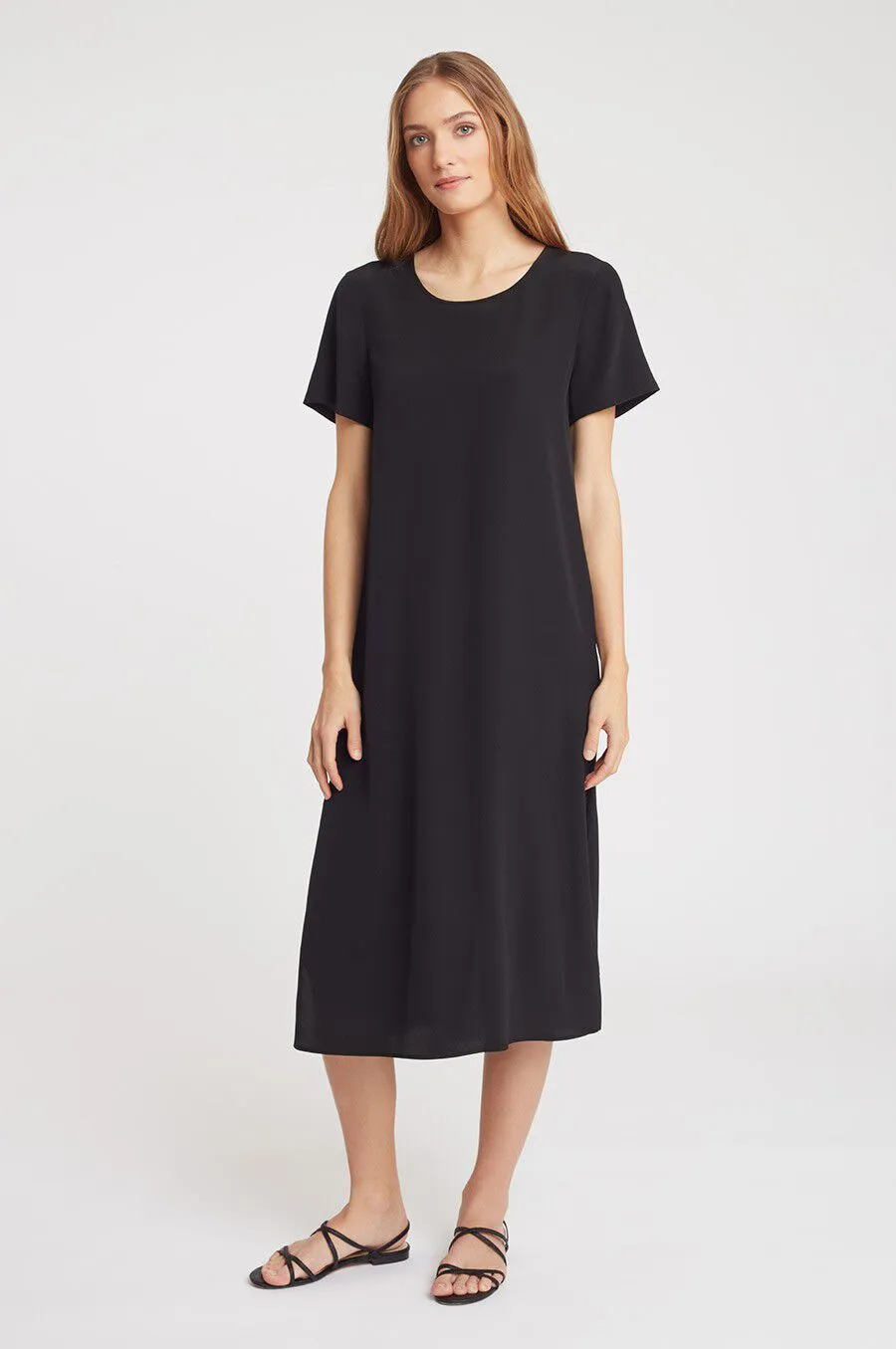 Silk Pleat-Back Tee Dress