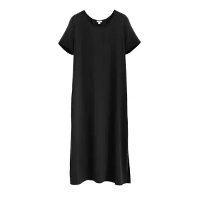 Silk Pleat-Back Tee Dress