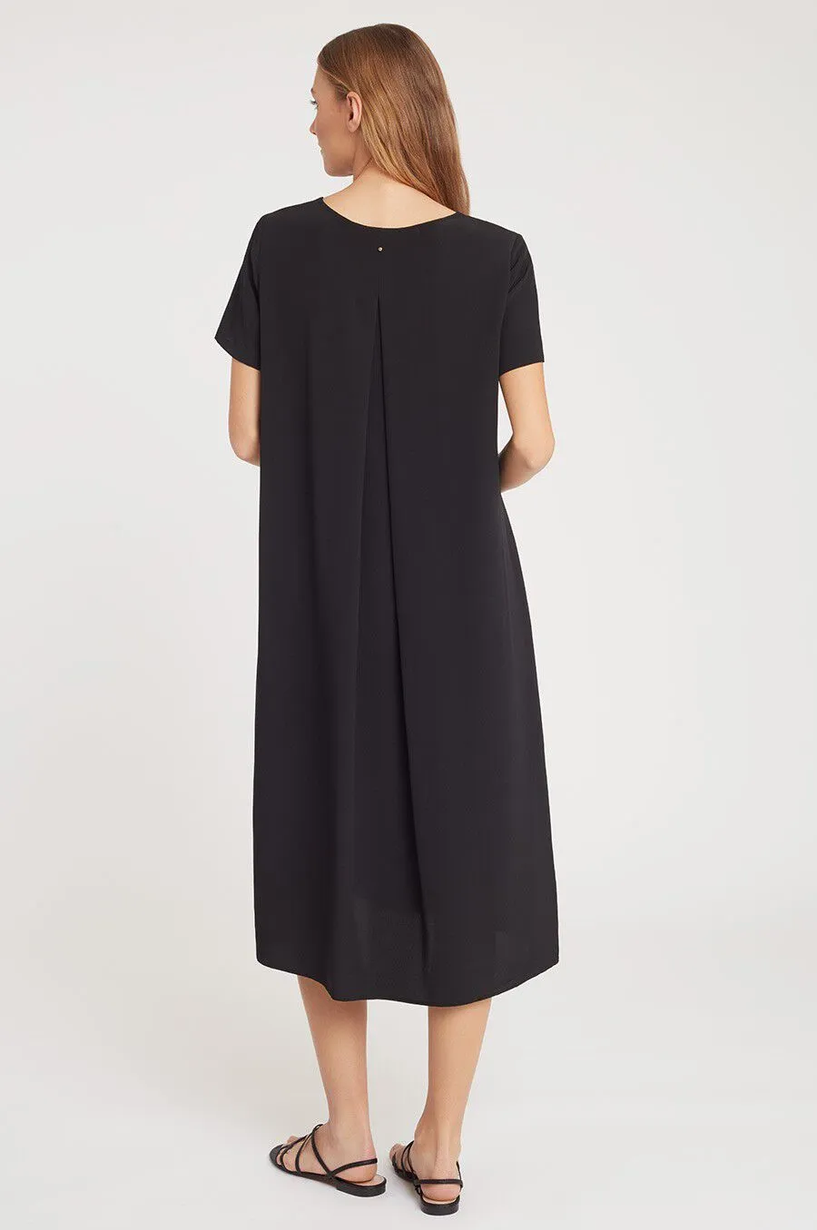 Silk Pleat-Back Tee Dress