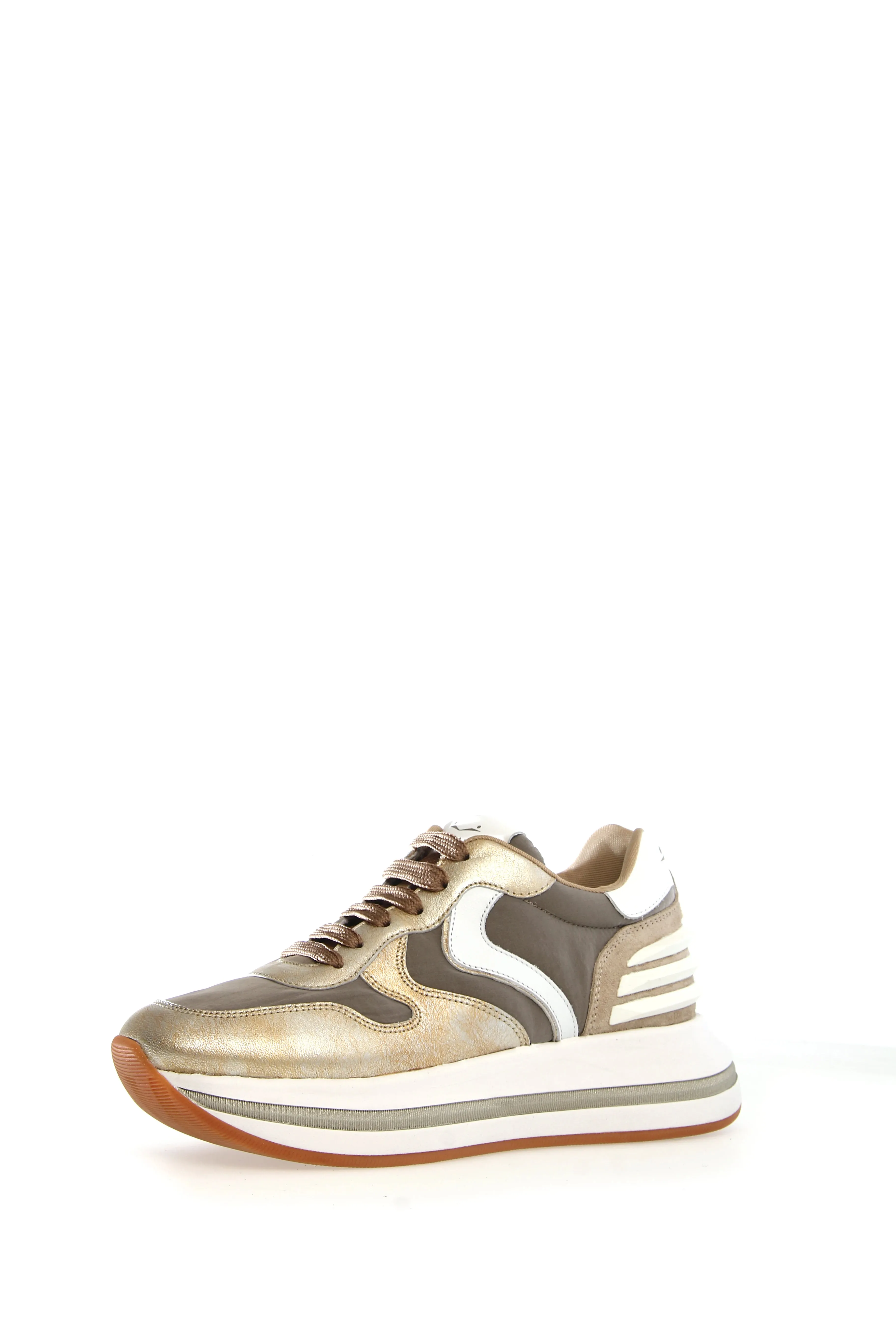 VOILE BLANCHE | SNEAKERS MUJER | MERRY POWER CRACKED METAL LEATHER/NYLON GOLD TAUPE | DORADO