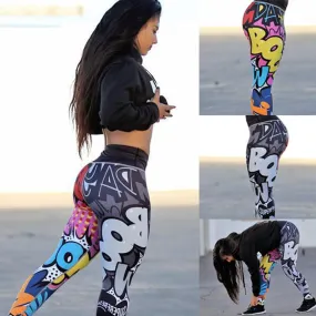 Women Digital Printing Leggings Workout Leggings High Waist Push Up Leggins